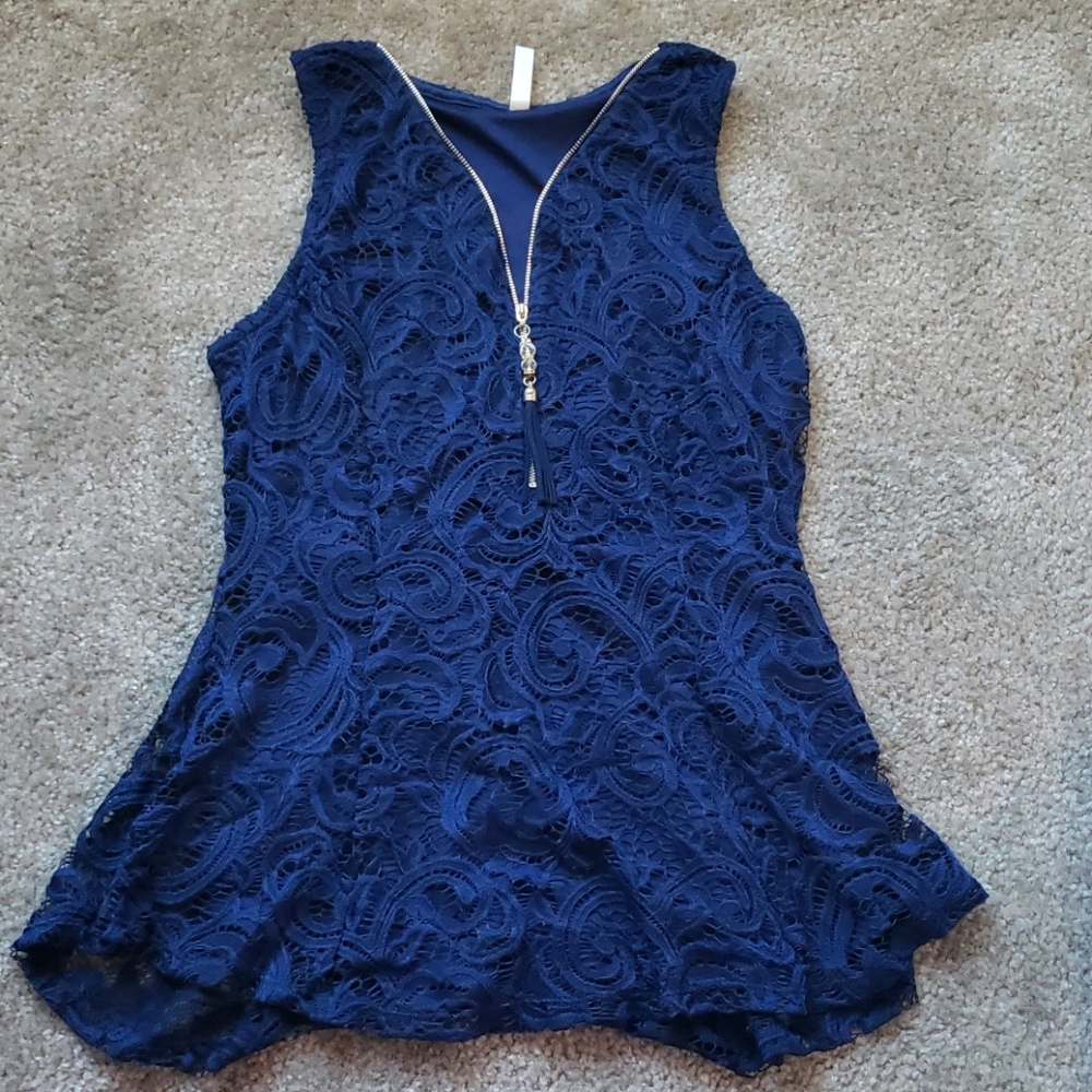 Blue lace top